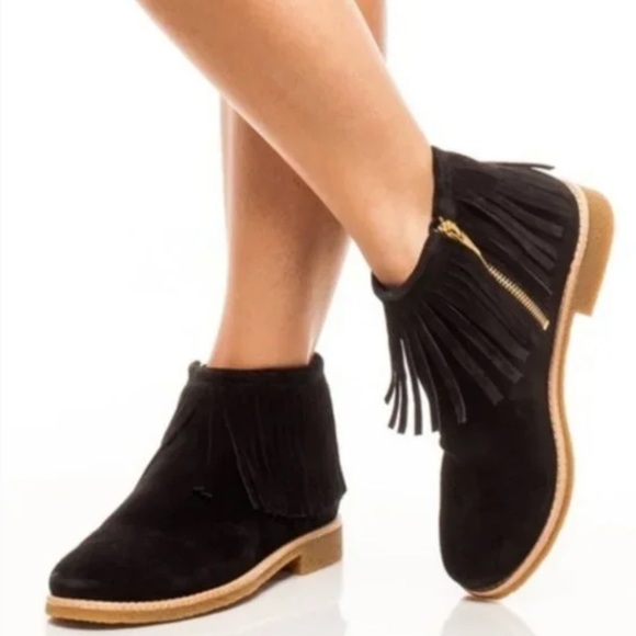 kate spade Shoes - Kate Spade Bellamy Tassel Black Suede Booties Sz 9